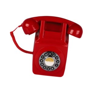Magideal - Teléfono Fijo Retro, Montaje En Pared, Teléfono Con Cable, Decoración Del Hogar, Teléfono De Tipo Antiguo, Teléfono De Marcación Para Oficina, Familia Rojo