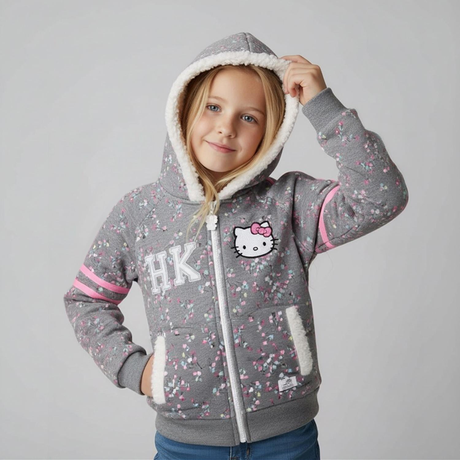 Poleron Niña Hello Kitty Gris 3