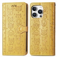 Funda Cartera Foxdock Para Iphone 16 Pro , Flip Pu Con Relieve De Gatos Y Perros, Tarjetero Y Soporte