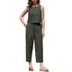 thumbnail image 1 of INSPIRE CHIC Conjunto de descanso de 2 piezas para mujer, top corto sin mangas y pantalones de pierna ancha, conjunto de verano 2XL verde militar, 1 of 6