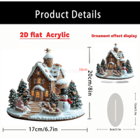 Magideal - Casa Navideña Señal De Mesa Acrílica Decoración De Escena De Nieve Ornamento De Jengibre Colectible Propósito Decorativo Adecuado Para Regalo Decoraci