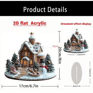 Magideal - Casa Navideña Señal De Mesa Acrílica Decoración De Escena De Nieve Ornamento De Jengibre Colectible Propósito Decorativo Adecuado Para Regalo Decoraci