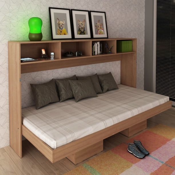 Cama Multifuncional 1 Plaza Abatible Frontal 2 Posiciones Con Repisas Base Normal
