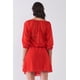 thumbnail image 3 of Vestido Mini con Cuello Barco, Volantes, Mangas Midi, Cintura con Lazo y Botones en la Parte Delantera, Color Rojo Fuego, 3 of 5