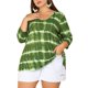 thumbnail image 1 of Agnes Orinda Blusas Casuales de Talla Grande para Mujer, Tops de Colegio con Rayas de Tie Dye, Cuello en V, Mangas 3/4, Túnica, 3X Verde, 1 of 8