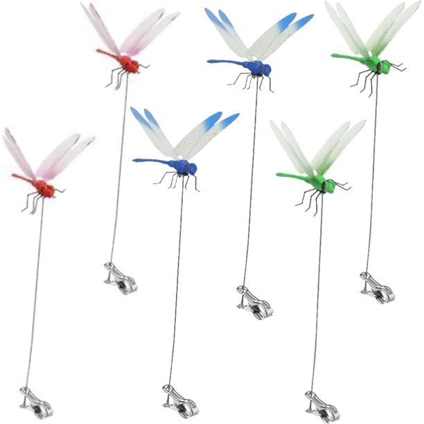 8 clips libélula 3D estacas jardín decoración disuasivo moscas pájaros caballo ahuyentar