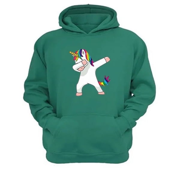 Polerón Canguro Unicornio Verde Aguamarina Talla S Unisex