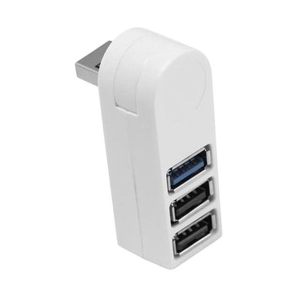 Hub USB 3.0 De 3 Puertos Convertidor Giratorio De 270 Grados Para Cámara Digital De Ratón Blanco