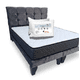 thumbnail image 1 of Cama Dos Plazas con Colchon + Pack de Almohadas Tapizado en Felpa Gris Oscuro, 1 of 6