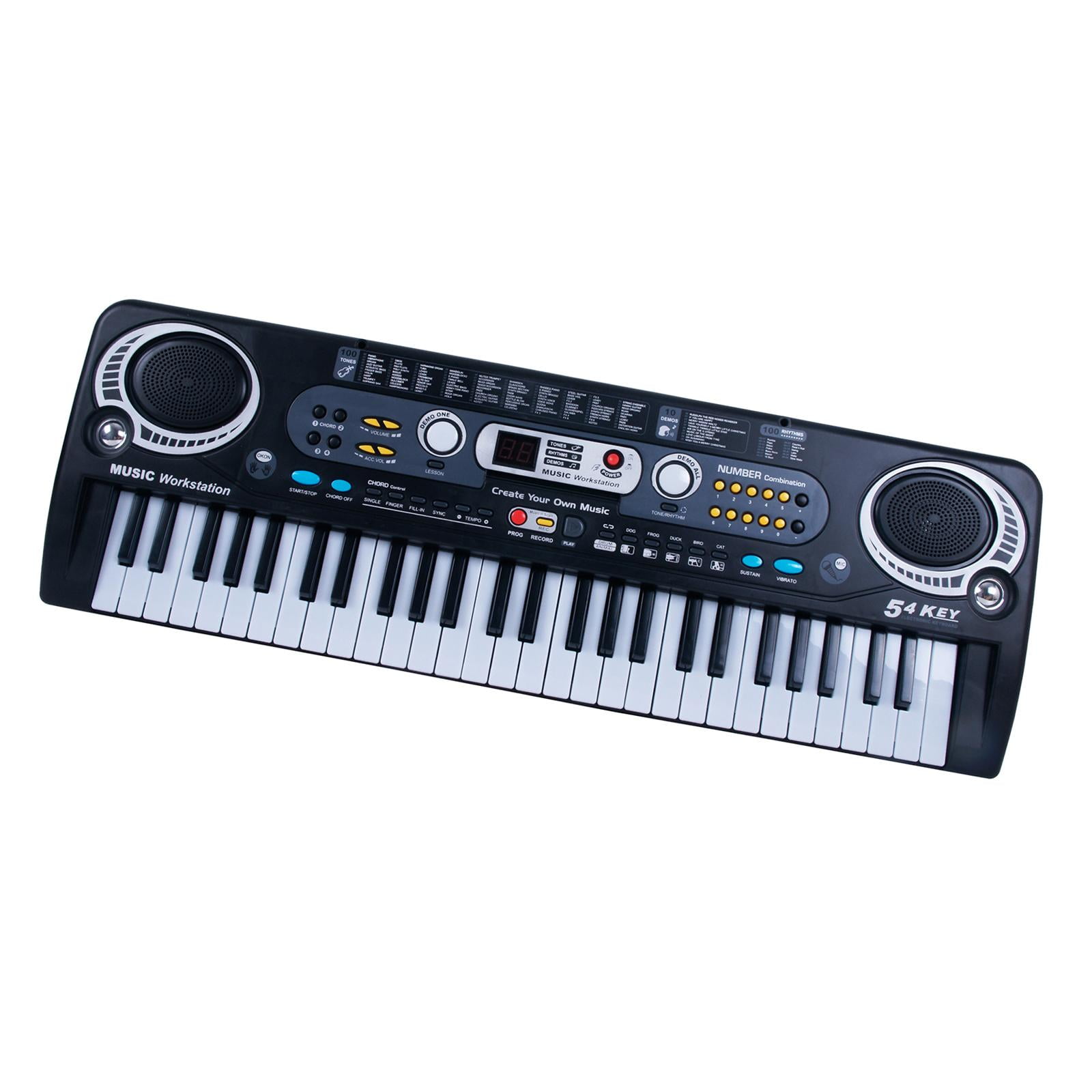 Magideal - Piano Electrónico 54 Teclas Con Sonido De Animales, Almohadilla De Batería, Usb Recargable, Micrófono, 10 Canciones, Para Niñas, Niños, Principiantes, Cable Usb