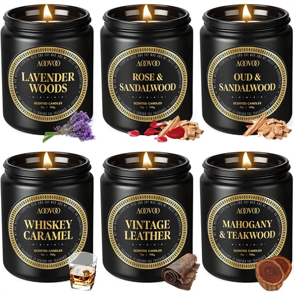 Set de 6 Velas Aromáticas de Cera de Soya AOOVOO de 198 g Cada Una