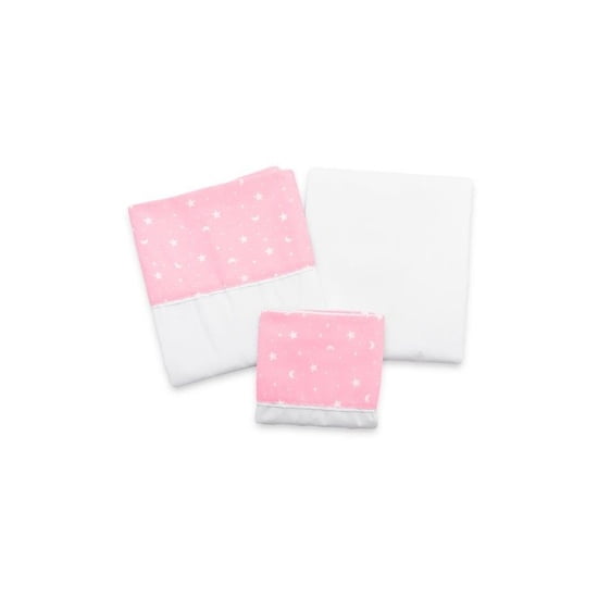 Juego De Sabanas Para Cuna Moises 3 Piezas, 65 X 90 cm, Rosado