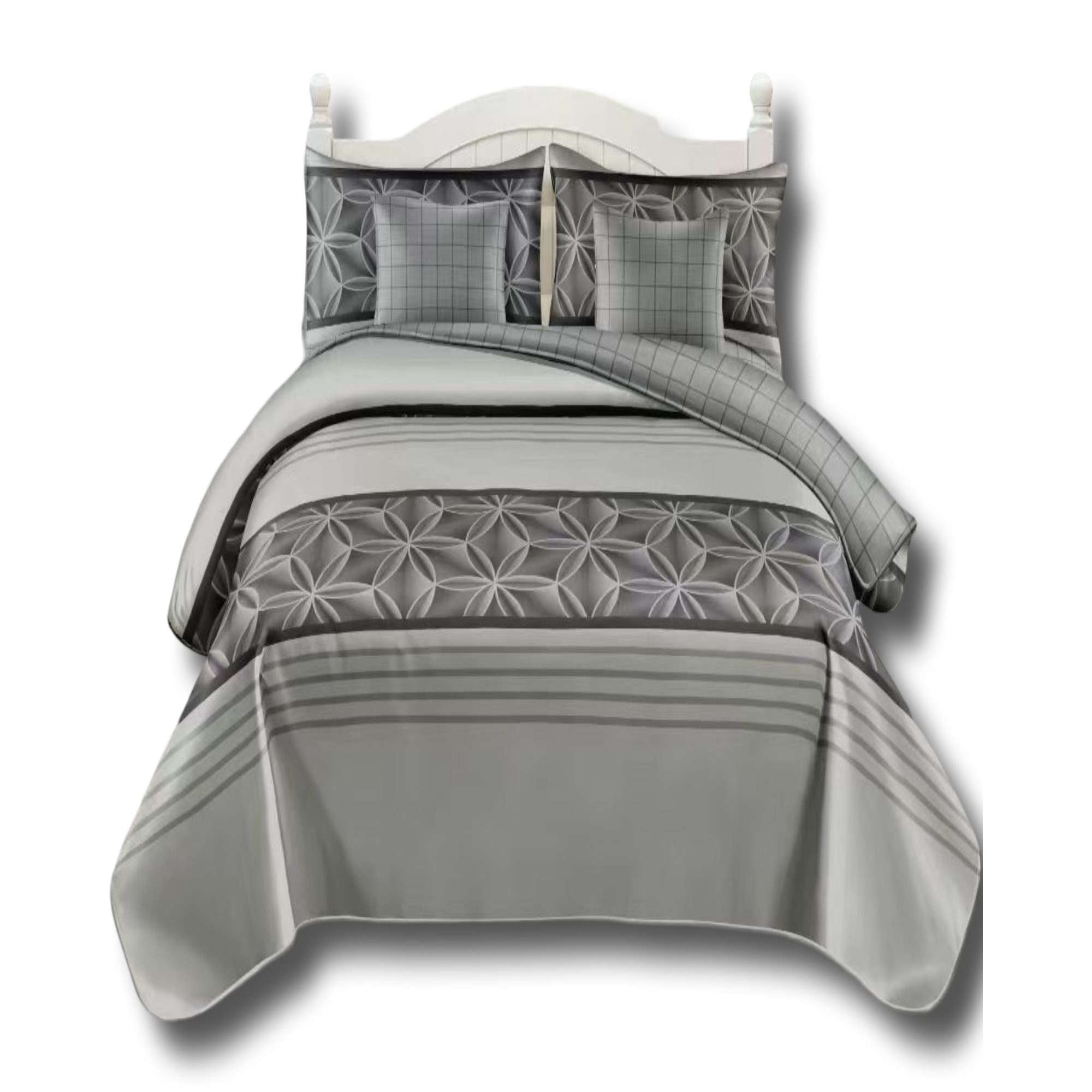 Alonso - Set De Cama De 9 Piezas Incluye Cubrecama Mas Juego De Sabanas Mas Cortinas 11