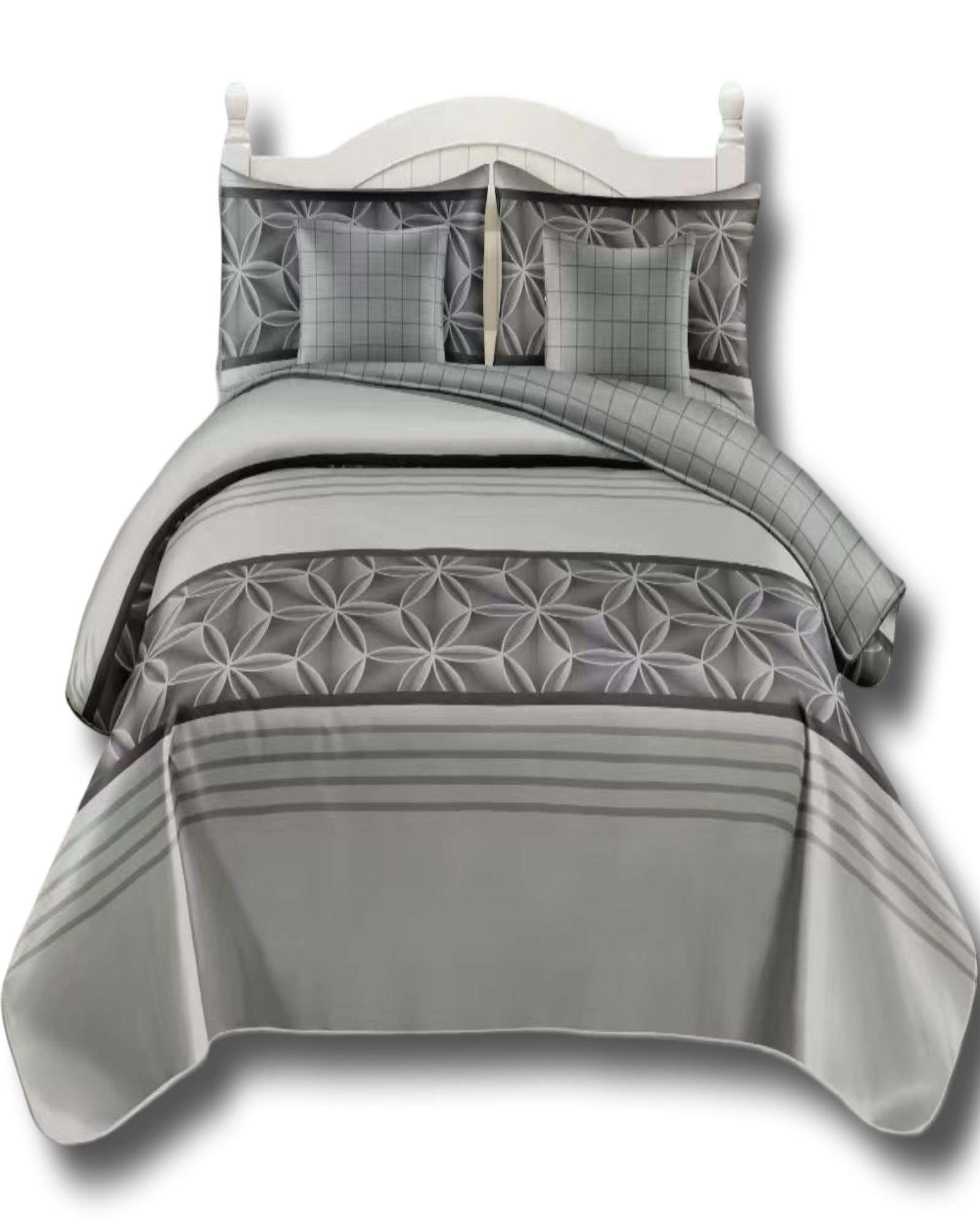 Alonso - Cubrecama 9 Piezas 2 Plazas Quilt Mas Sabanas Mas Cortina De Tela