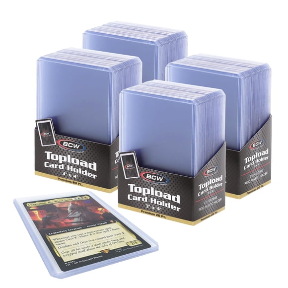 Tarjeteros BCW Premium 3x4 Topload, paquete de 100 unidades, ultraclaros