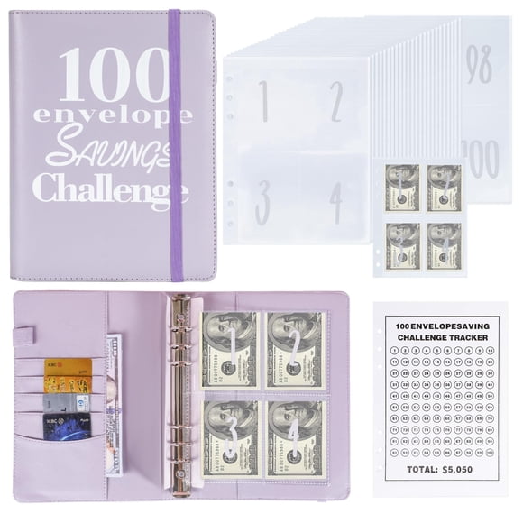 Carpeta para ahorrar dinero NICOOTH, 100 sobres, tamaño A5, con rastreador