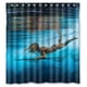 thumbnail image 1 of ¡Bienvenidos! Cortina de ducha deportiva de surf, juego de cortina de baño con ganchos, tamaño 66 x 72 pulgadas, 1 of 3
