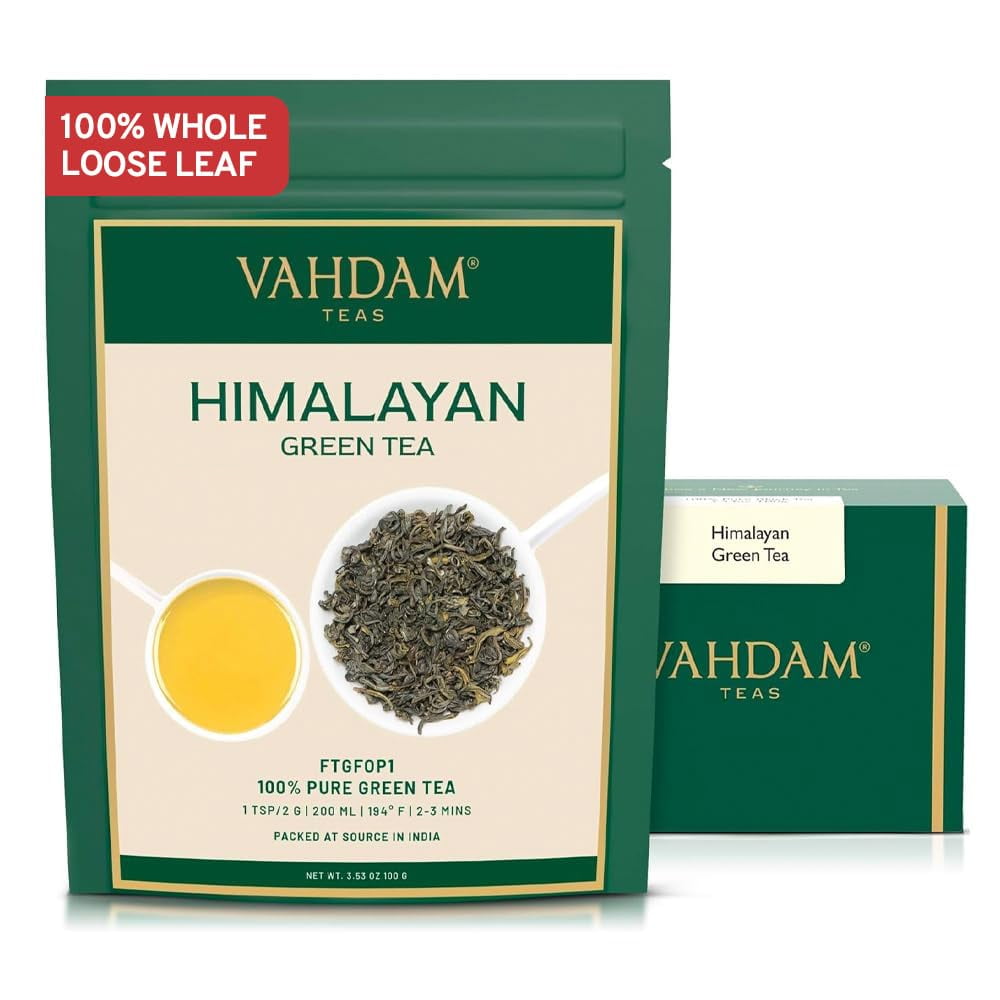 Té Vahdam Hojas De Té Verde Del Himalaya 100 G Envasado Al Vacío