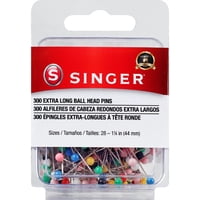 Alfileres Singer 00745 Cabeza De Bola Extra Largos Tamaño 28 Paquete De 300