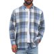 thumbnail image 1 of INSPIRE CHIC Camisa de Franela a Cuadros Retro de Manga Larga Casual de Algodón Cepillado para Hombre S Azul Gris, 1 of 6