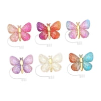 Magideal - 6X Cubiertas De Paja Decorativas Juego De Tapa Linda Mariposa Colorida Reutilizable A Prueba De Polvo De 10 Mm De Diámetro De Diámetro Accesorios De