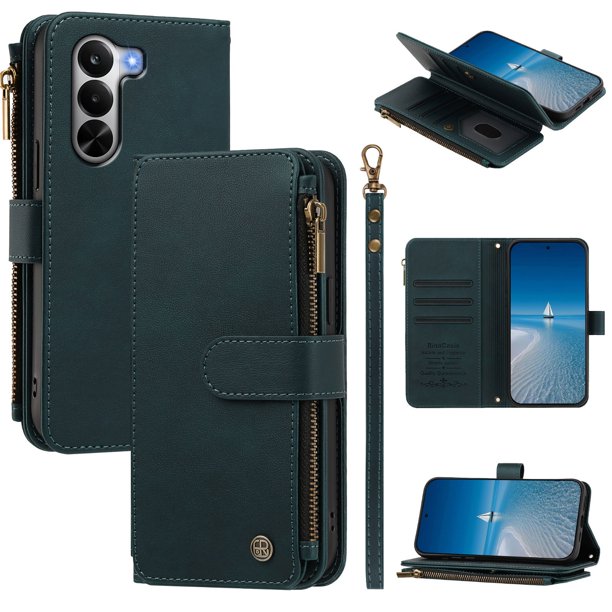 Cartera para OnePlus Nord CE6 Lite con Ranuras para Tarjetas, Verde