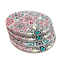 Oem - Set 4 Posavasos Colorido Ceramica Y Corcho 4 Piezas Redondo M2