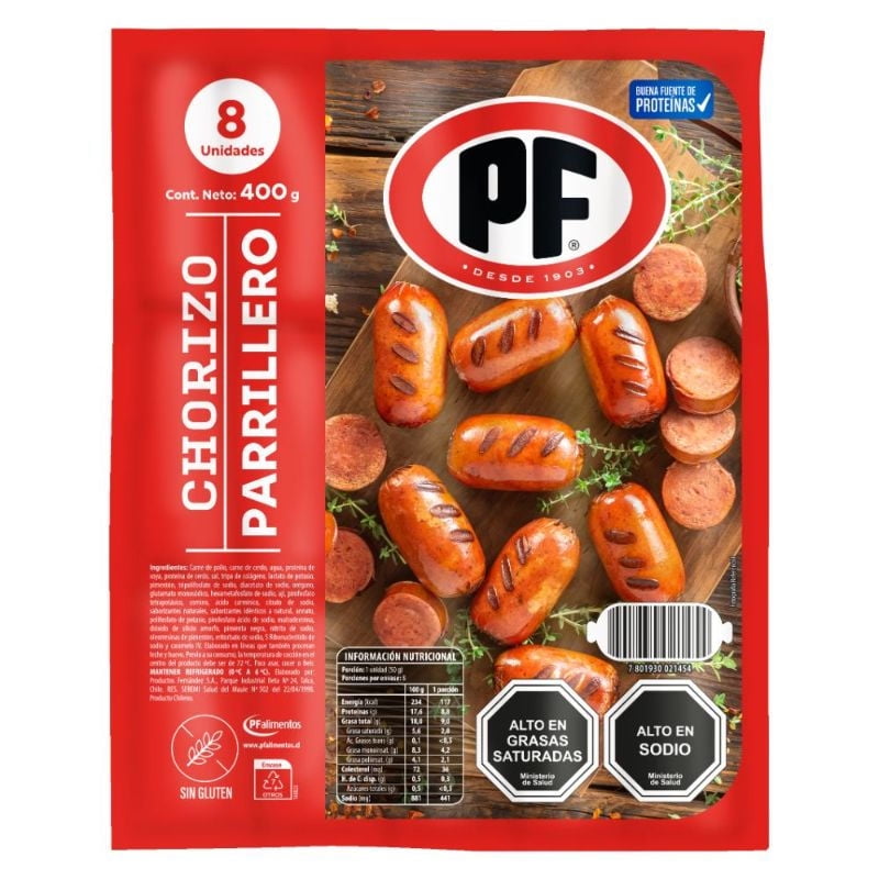 Chorizo Parrillero 8 Un 400 g PF