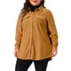 thumbnail image 4 of Agnes Orinda Camisas de Pana para Mujer de Talla Grande con Botones y Bolsillo, Chaqueta Larga de Manga Larga 1X Amarillo Marrón, 4 of 6