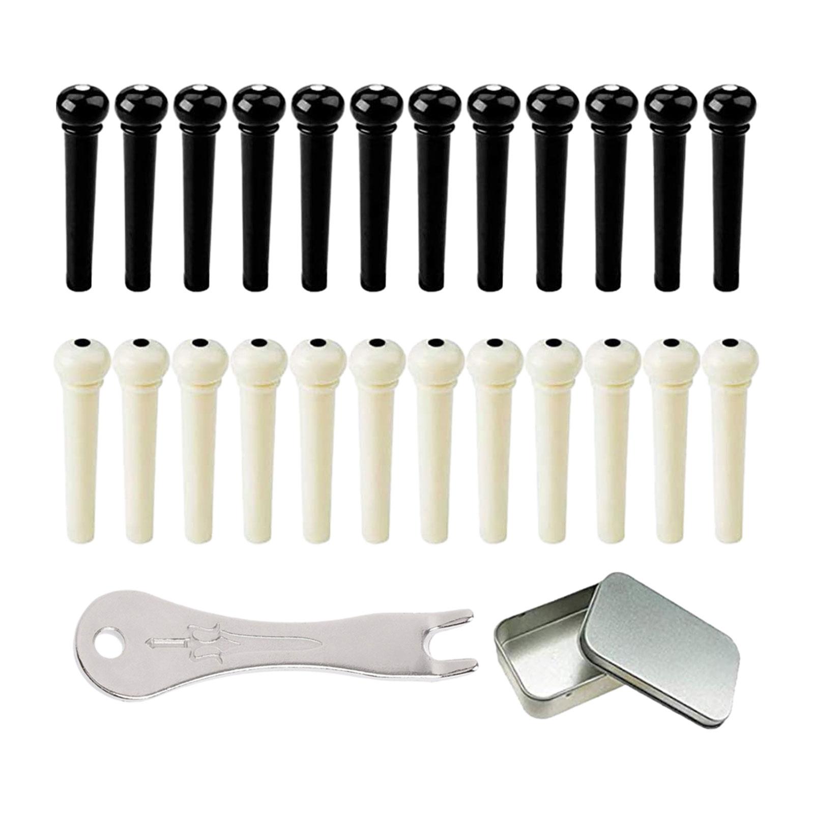 Magideal - 24 Clavijas De Cuerda Para Puente De Guitarra Acústica, Portátiles, Ligeras Con Extractor De Pasadores De Puente, Clavijas De Guitarra Para Guitarra A