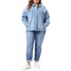 thumbnail image 2 of Chaqueta de mezclilla para mujer de talla grande Agnes Orinda para escuela o universidad, con solapa, manga larga, botones, lavado casual, con bolsillo, 3X azul claro, 2 of 6
