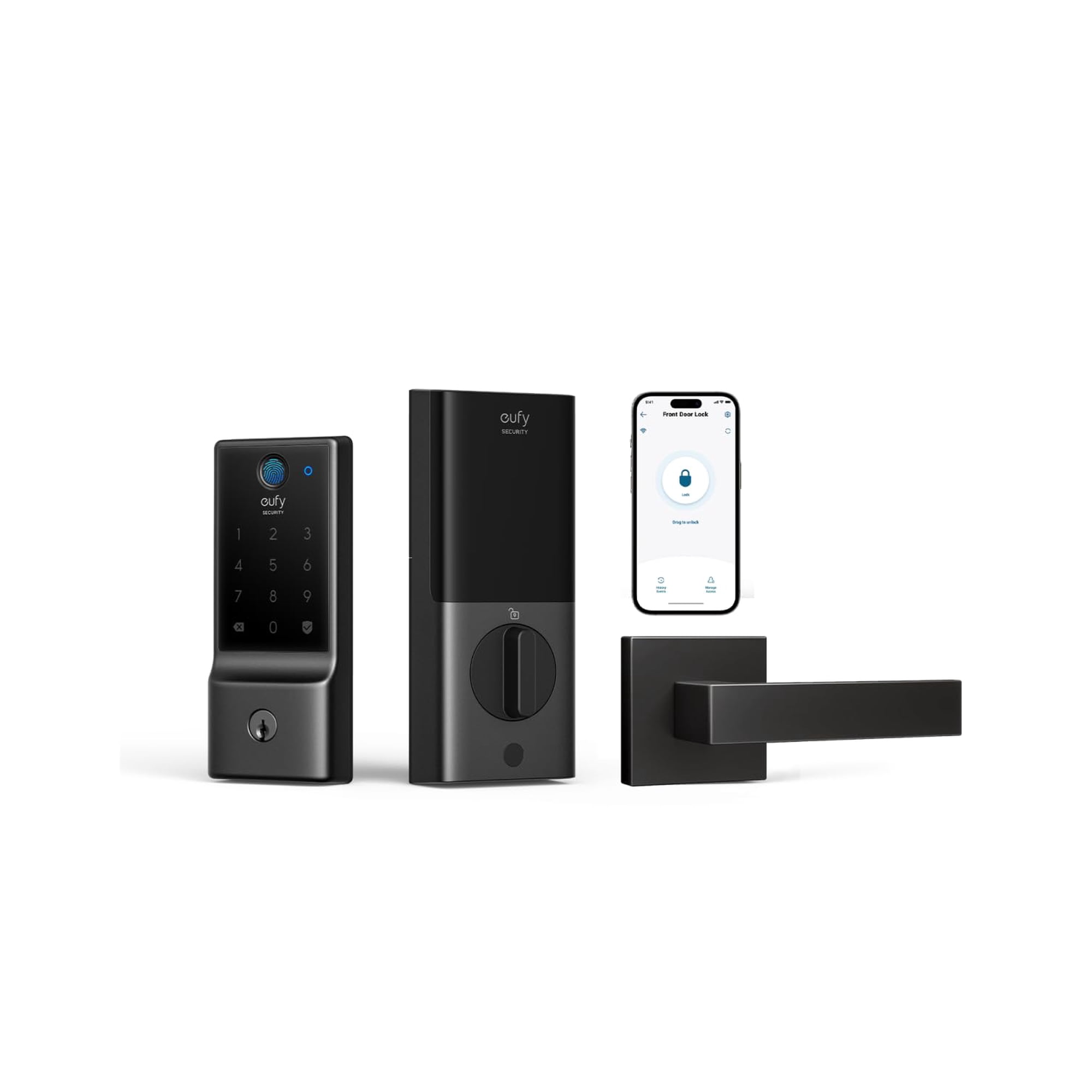 Smart Lock Eufy Security C220 Con Palanca De Puerta, Wi-fi, Huella Digital
