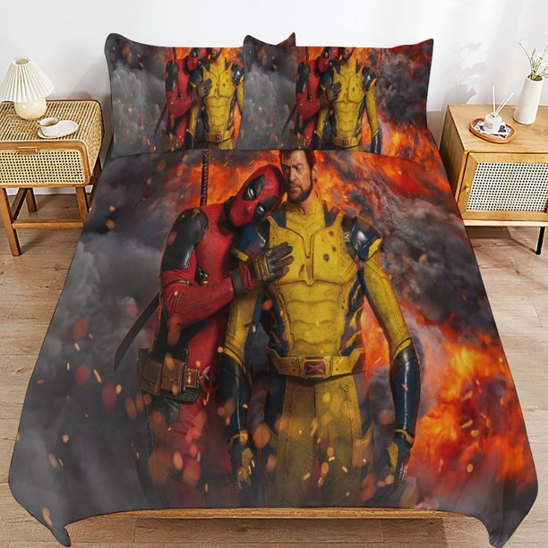 Dead-pool Wolverin-e Dead-pool Wolverin-e Bedding Set Sheet Set for Kids Adults,All Season Lightweight