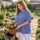 thumbnail image 2 of Agnes Orinda Blusas de Verano Casual de Talla Grande para Mujer con Rayas, Cuello Redondo, Manga Corta, Abertura Lateral, 3X Azul, 2 of 8