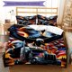 thumbnail image 1 of 3pcs Patriotic Eagle & Truck Bedding Set - Vibrant American Flag Design with Eagles, Stars & Stripes, Includes 1 Duvet Cover & 2 Pillowcases, All-Season Comfort, Machine Washable, Fits Twin/Full/Queen, 1 of 1
