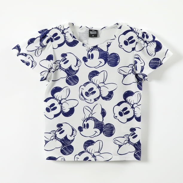 Polera Manga Corta Niña Caras Minnie Blanco Disney