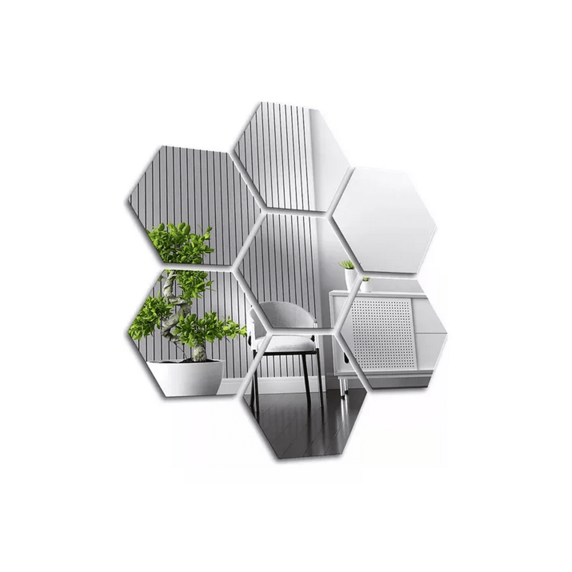 Genérico - Set Pegatinas Espejos Decorativos Marinshop Vinilo Pared Acrílico Hexagonal 15u