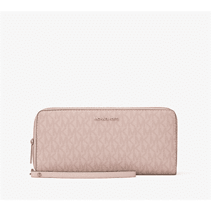 Cartera Michael Kors Continental Grande Jet Set Travel Powder Blush Signature/Tono Dorado