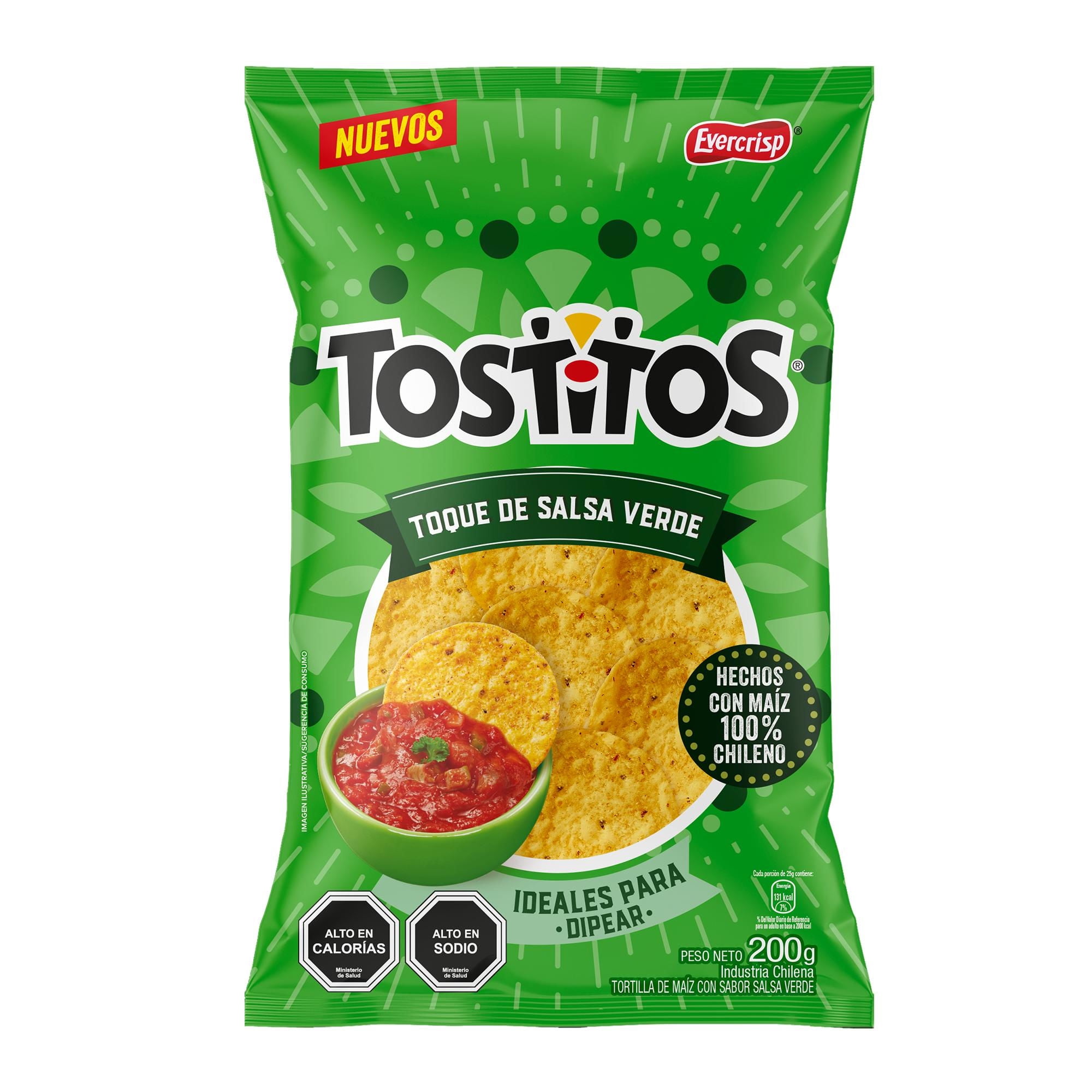 Tortillas De Maíz Tostitos Sabor A Salsa Verde 200 g Evercrisp