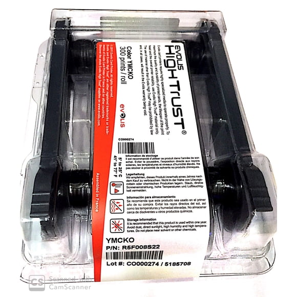Cinta de color YMCKO Evolis R5F008AAA de Office Electronics, 300 impresiones