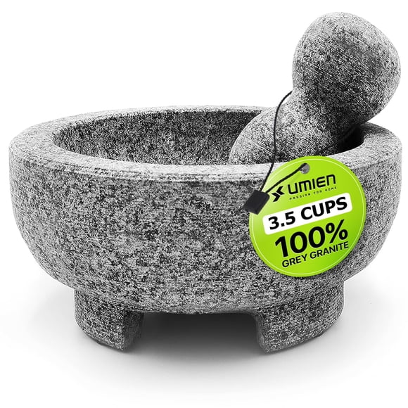 Set de mortero y maja de granito Umien de 1,5 L con herramienta para aguacates