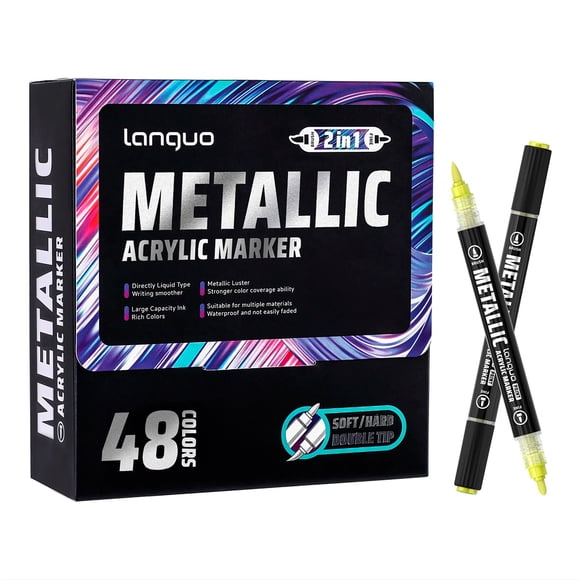 48 Marcadores Acrílicos Metalicos Doble Punta Fina/Brush