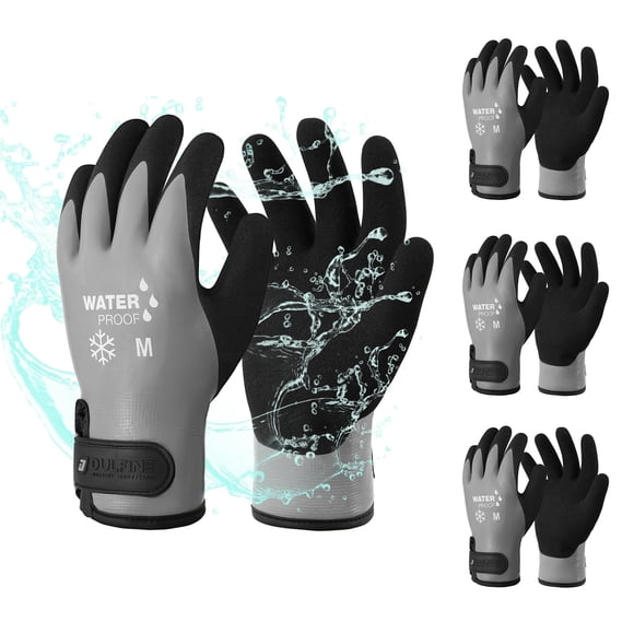 Guantes de trabajo impermeables DULFINE, 3 pares, gris, talla M