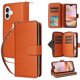 thumbnail image 5 of Funda Cartera con Cremallera y Correa para iPhone 16 Plus Soporte y Tarjetero Marrón, 5 of 6