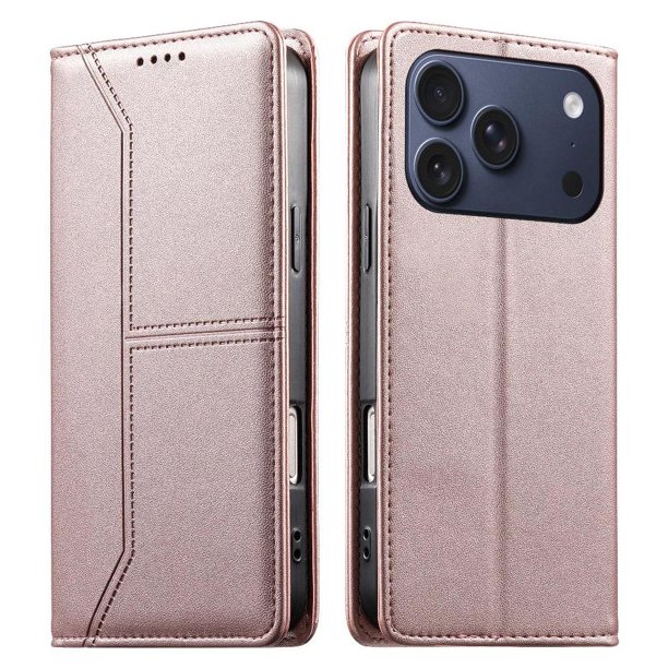 Funda tipo cartera con bloqueo RFID para iPhone 17 Pro Max cubierta magnética de cuero con tapa y soporte Rosa