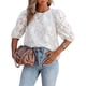 thumbnail image 5 of Camisa holgada de gasa con mangas abullonadas y textura floral (blanca), duradera, 5 of 6
