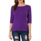 thumbnail image 1 of INSPIRE CHIC Camisetas de Mujer Mangas al Codo Cuello Barco Ajuste Ceñido Casual Camisetas Púrpura Oscuro XL, 1 of 7
