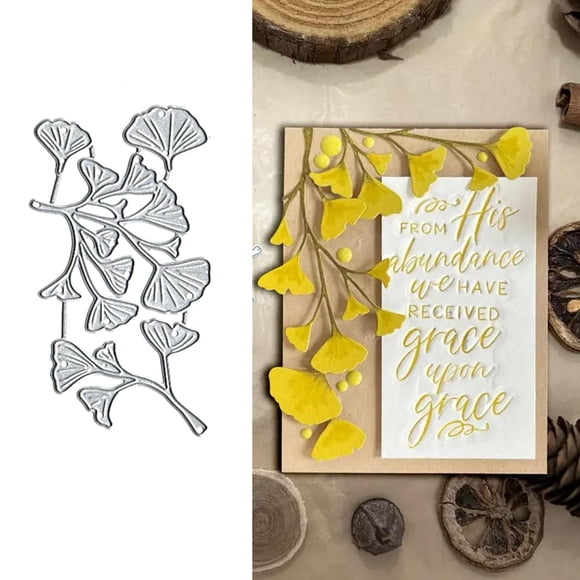 Troqueles metálicos DAIYEEXU hojas de Ginkgo Biloba 11 x 6 cm