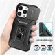 thumbnail image 5 of Funda Armada para iPhone 14 Pro Max con Tapa Deslizante y Soporte Magnético Giratorio Negro, 5 of 5