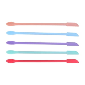 Magideal - Juego De 5 Miniespátulas De Silicona Multiusos, Raspadores De Tarro Fino, Cuchara Larga, Raspadores De Comida, Reutilizable, Doble Cabeza Para Cosméti